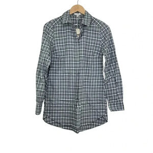 Tyler Boe Gray Plaid Button Flannel Top XS Long Sleeve